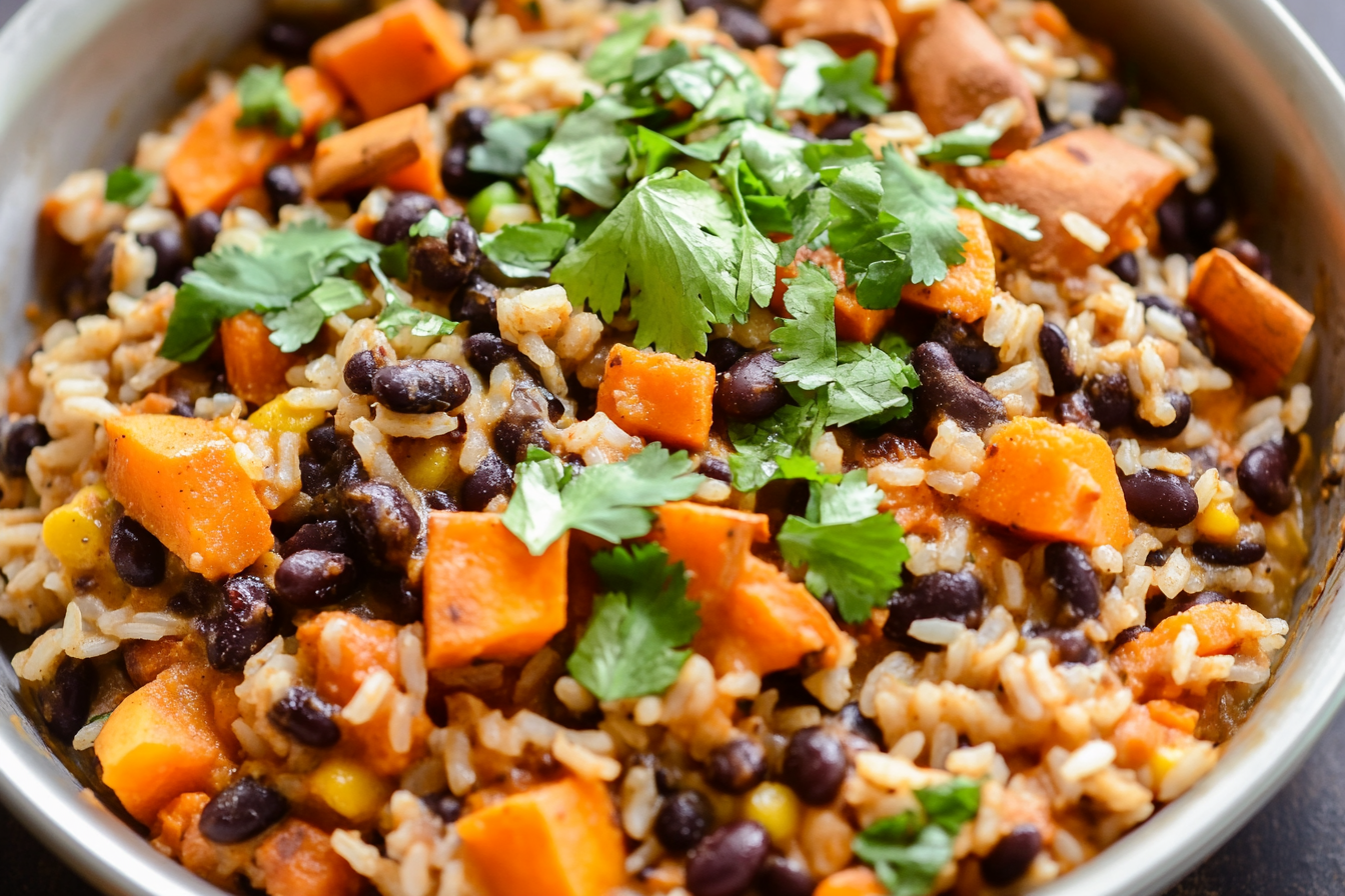 Southwest Sweet Potato, Black Bean, and Rice Skillet