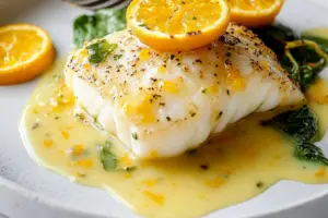 Baked Cod with Orange Beurre Blanc