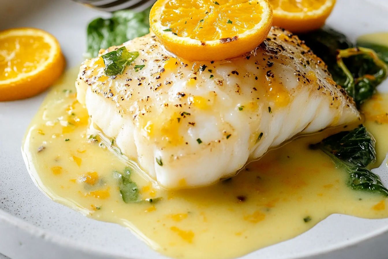 Baked Cod with Orange Beurre Blanc