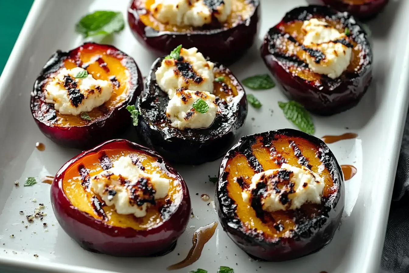 Balsamic-Goat Cheese Grilled Plums Recipe