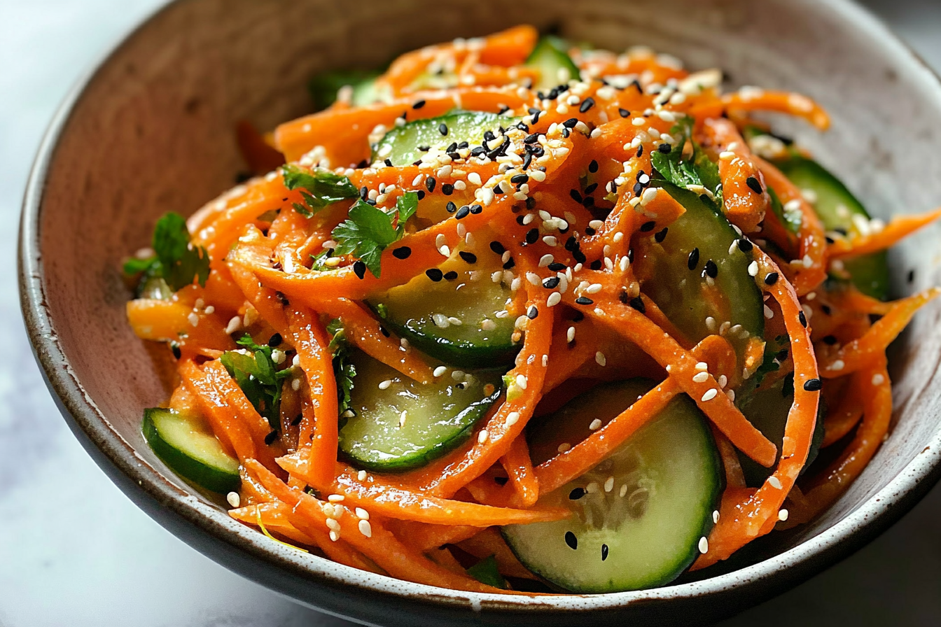 Cucumber Carrot Salad with Sesame Dressing