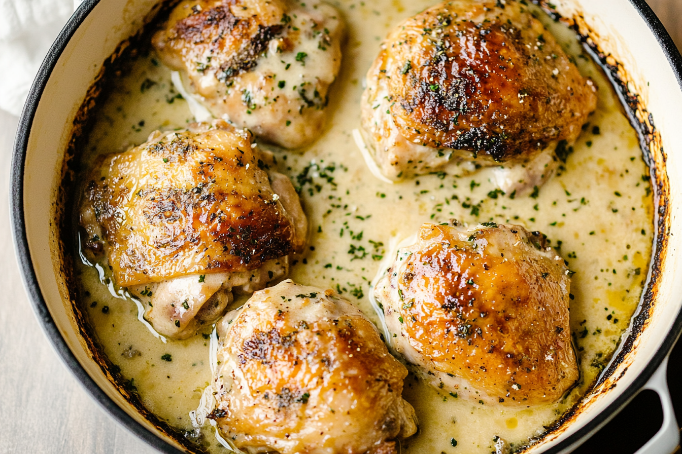 Creamy Oven Baked Chicken Thighs