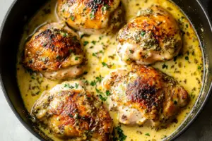 Creamy Oven Baked Chicken Thighs