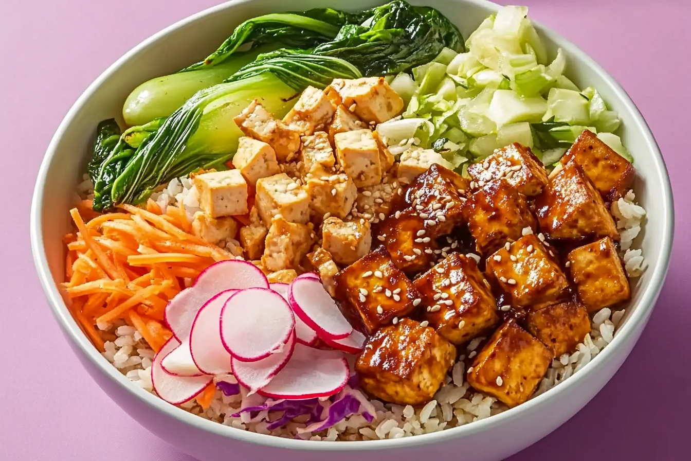 Tofu and Veggie Bowl with Miso Dressing
