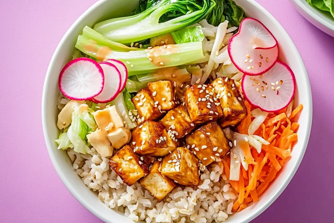 Tofu and Veggie Bowl with Miso Dressing