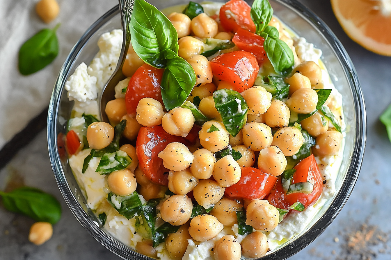 Cottage Cheese and Chickpeas Salad