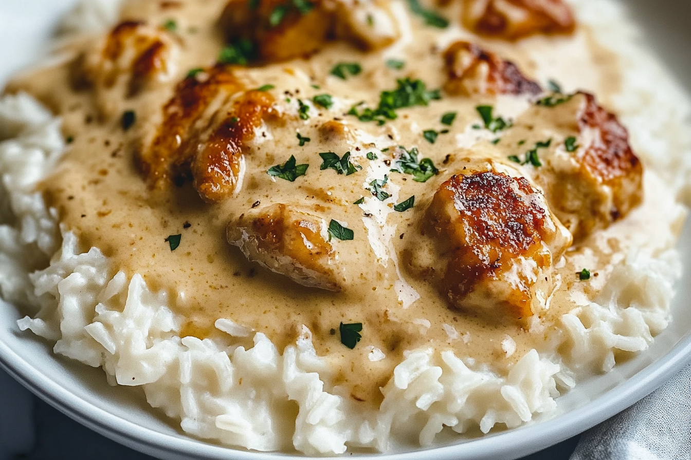 Creamy Smothered Chicken and Rice

