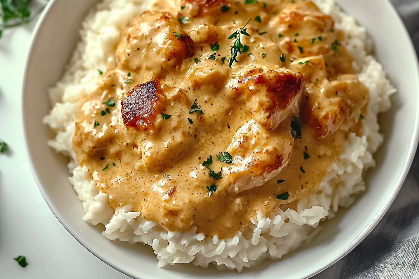 Creamy Smothered Chicken and Rice