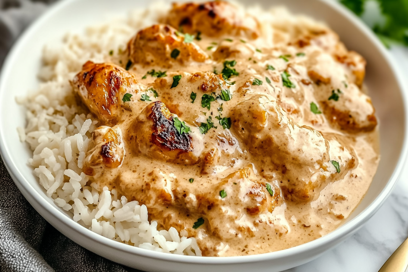 Creamy Smothered Chicken and Rice


