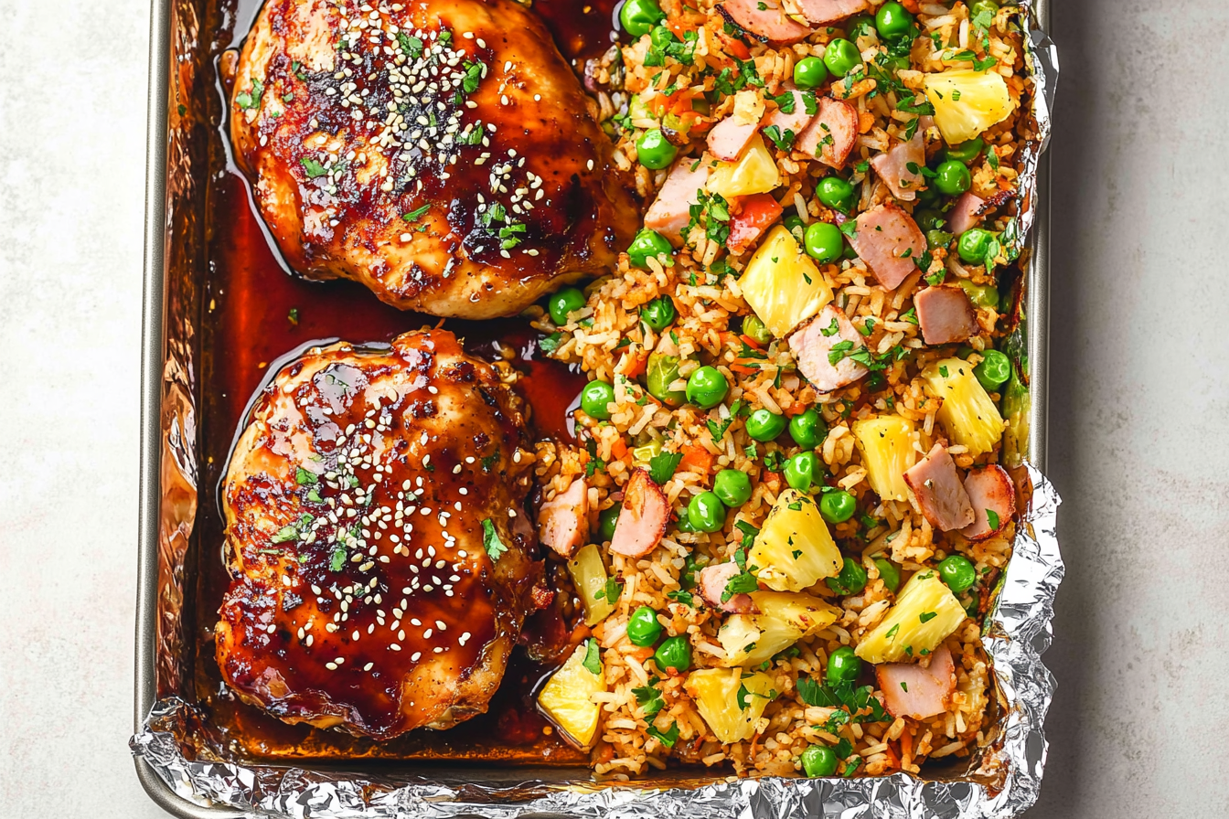 Sheet Pan Teriyaki Chicken and Pineapple Fried Rice Recipe