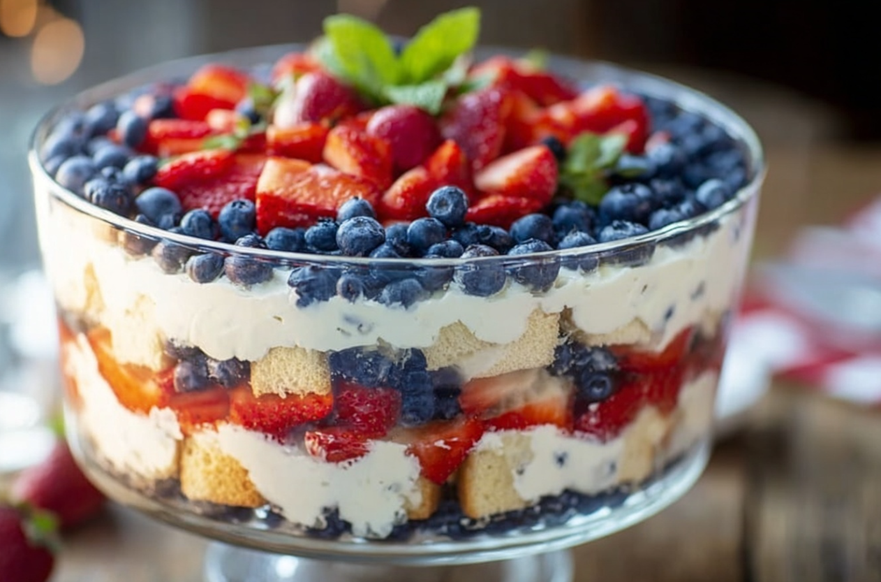 Strawberry Blueberry Trifle (No-Bake!)