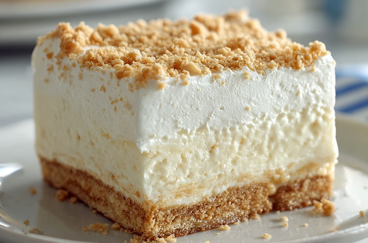 Sliced Woolworth's Icebox Cake showing creamy lemon layers and graham crackers