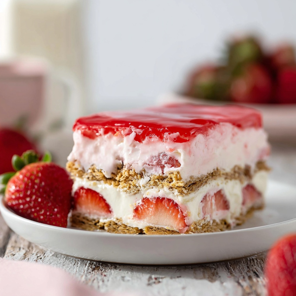 No-bake Strawberry Eclair Cake